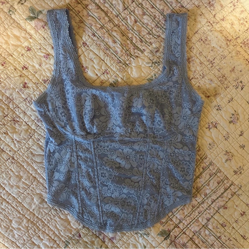 Victoria’s Secret Pink Blue Lace Corset Top